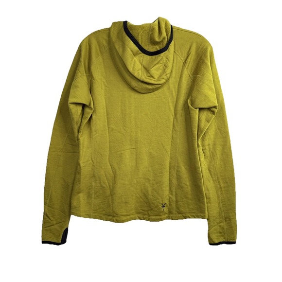 Ibex Women's Full Zip Hooded Jacket Size M Merino Wool Yellow/Green - Picture 5 of 9